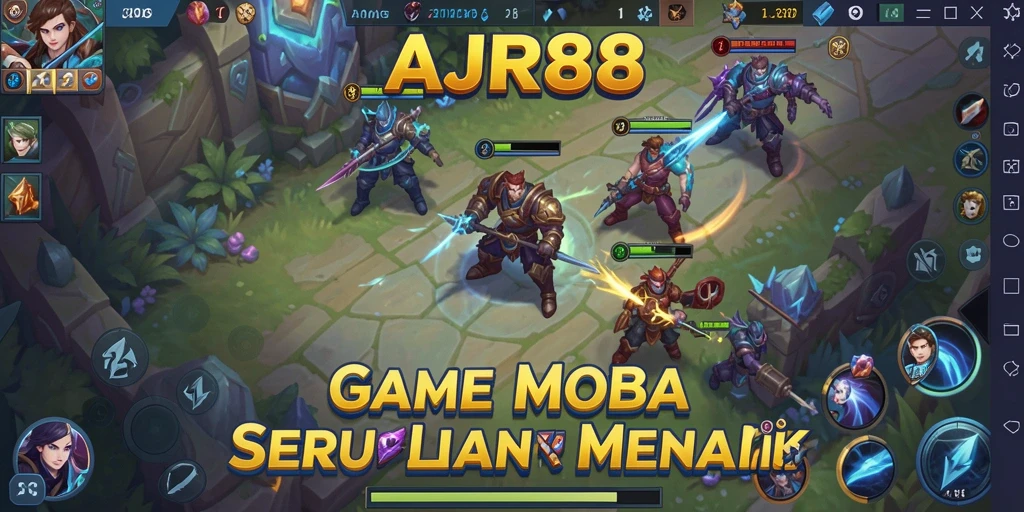Tampilan gameplay seru AJR88 dalam aksi MOBA.