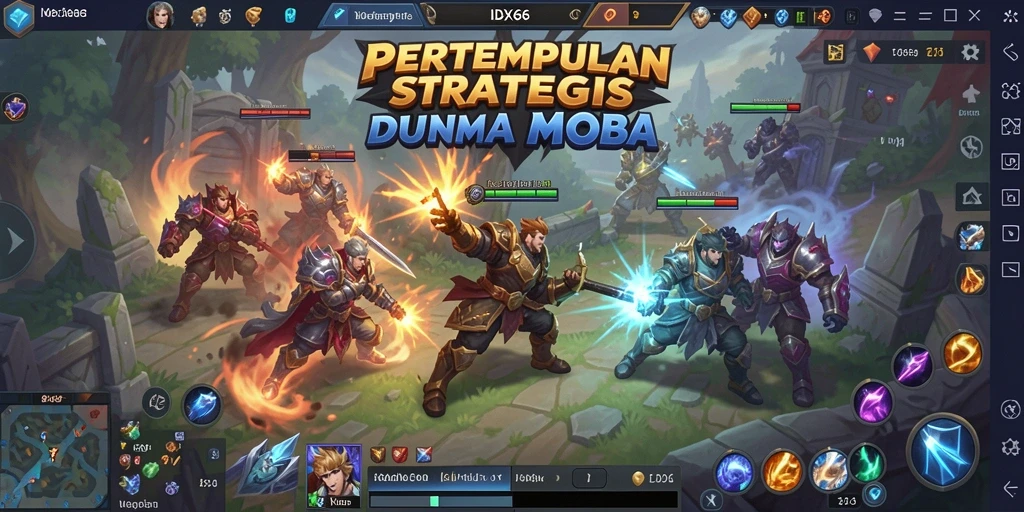 Tangkapan layar <strong>IDX66</strong> menampilkan aksi pertempuran seru di arena MOBA.