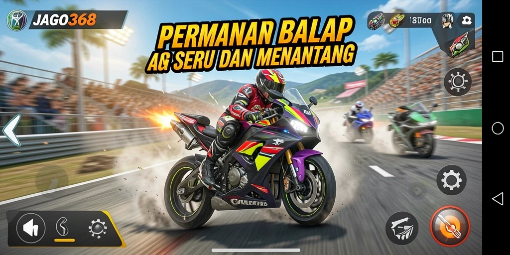 Gameplay menarik JAGO368 dengan balapan motor yang mendebarkan.