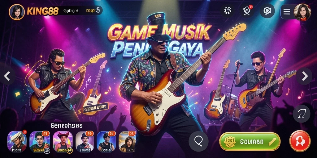 Tampilan antarmuka KING88 dengan gameplay musik yang menarik.