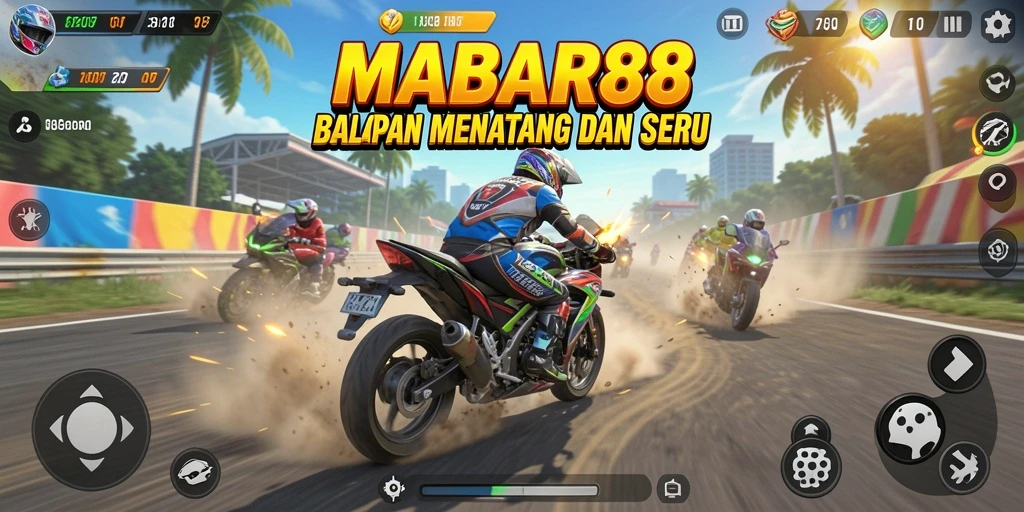 Gameplay MABAR88 yang seru dan menegangkan di trek balap.
