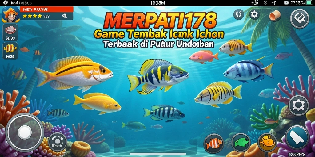 Tampilan gameplay seru di MERPATI178, menangkap ikan dengan berbagai senjata.