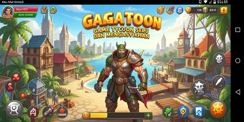 Tangkapan layar gameplay NAGA1001 yang menampilkan dunia bisnis yang dinamis.