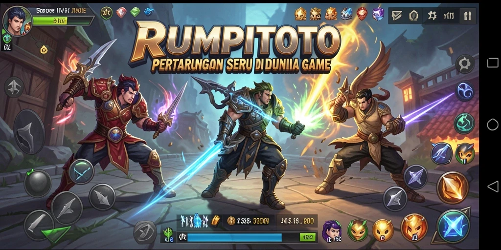 Tampilan layarnya menampilkan aksi pertarungan seru di RUMPITOTO.
