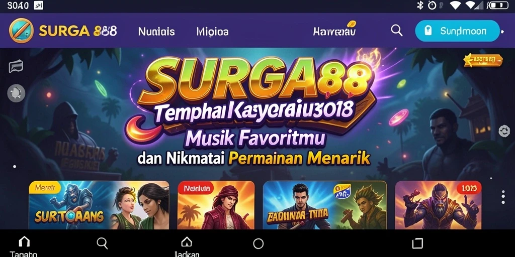 Tampilan gameplay SURGA88 dengan musik yang seru dan interaksi menyenangkan.