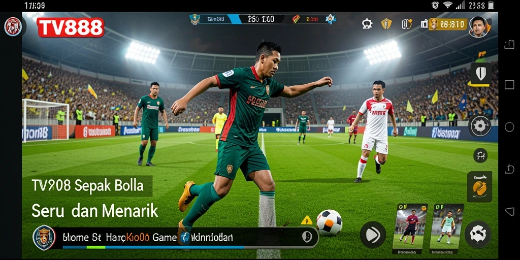 Tampilan gameplay TV888 yang mendebarkan dalam aksi sepak bola.